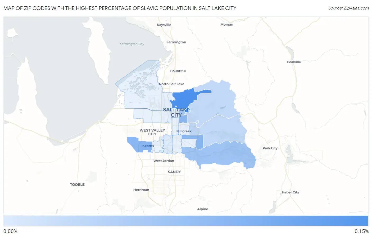 Zip Codes with the Highest Percentage of Slavic Population in Salt Lake City Map