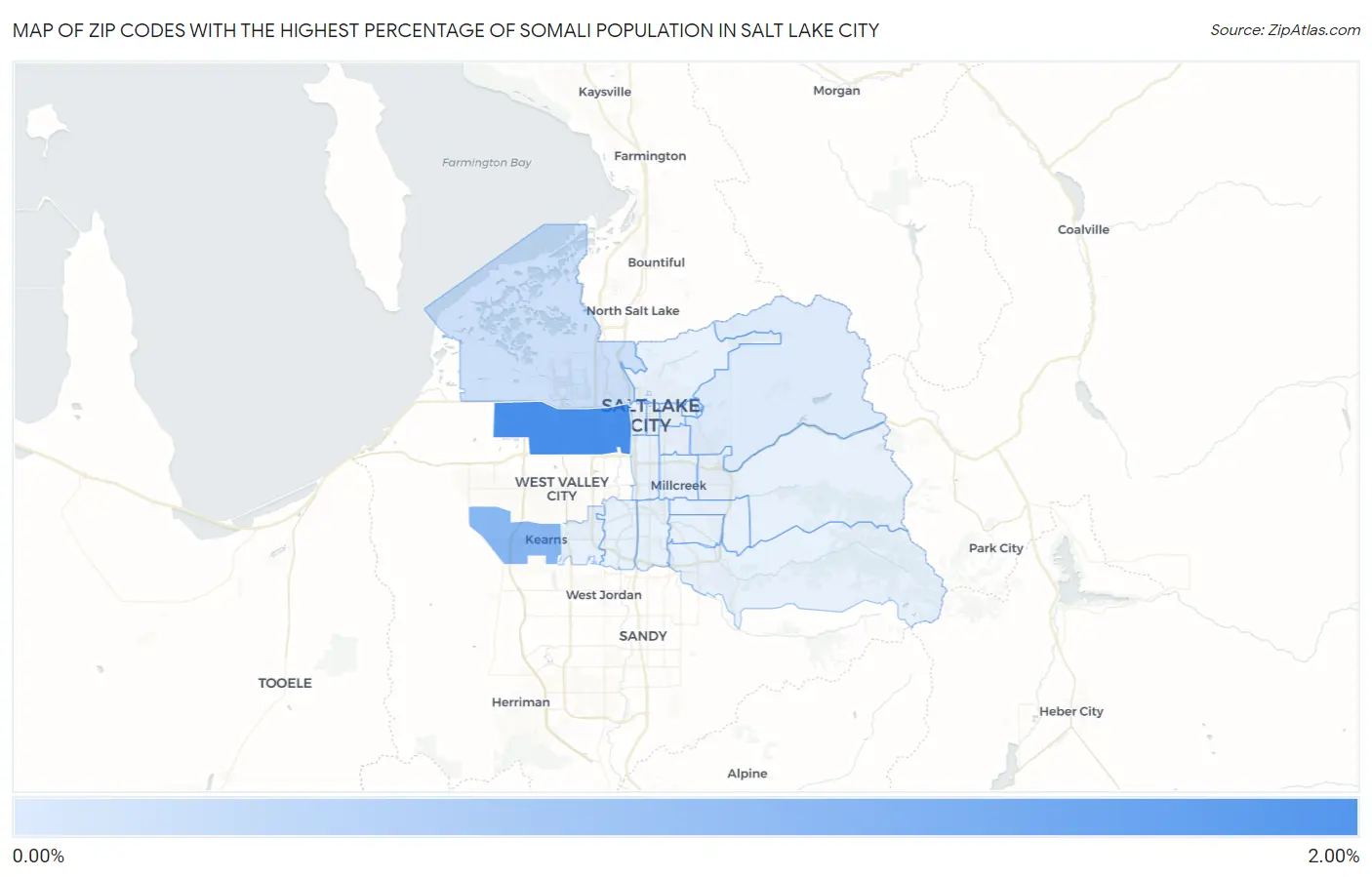 Zip Codes with the Highest Percentage of Somali Population in Salt Lake City Map