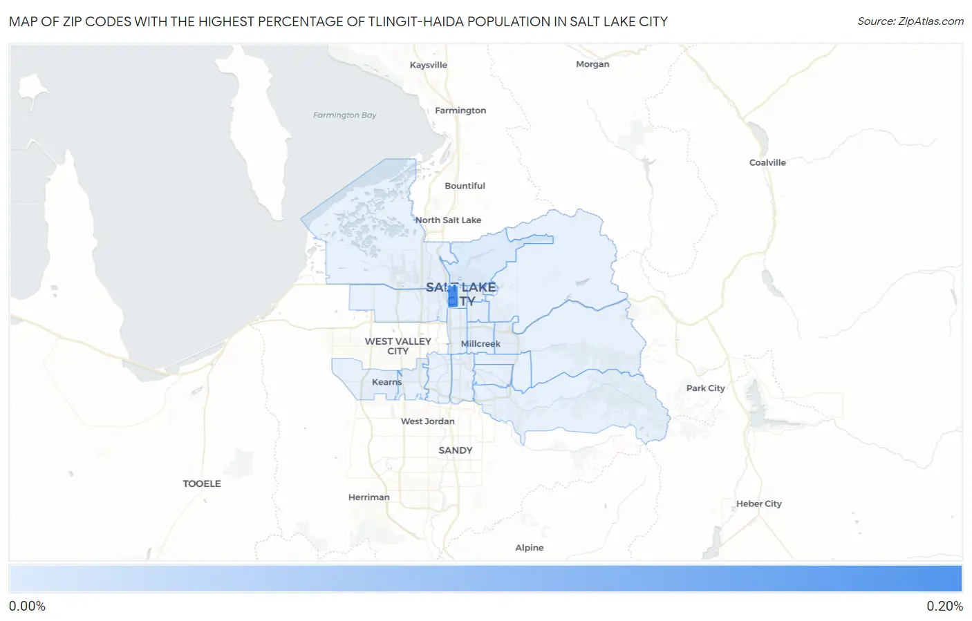 Zip Codes with the Highest Percentage of Tlingit-Haida Population in Salt Lake City Map