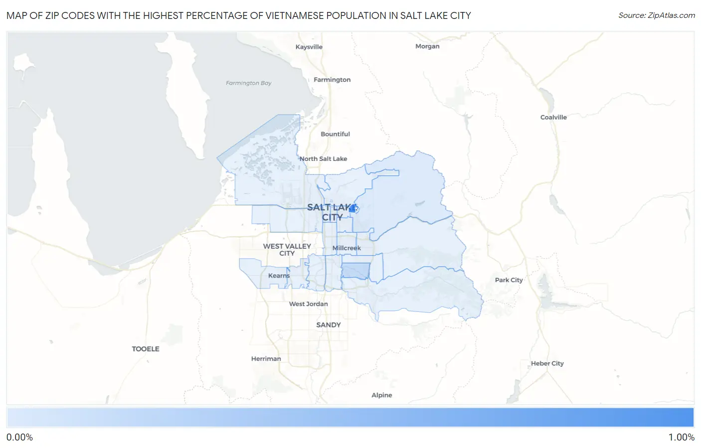 Zip Codes with the Highest Percentage of Vietnamese Population in Salt Lake City Map