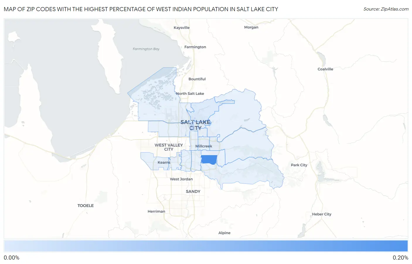 Zip Codes with the Highest Percentage of West Indian Population in Salt Lake City Map