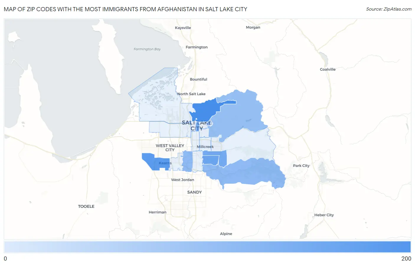 Zip Codes with the Most Immigrants from Afghanistan in Salt Lake City Map