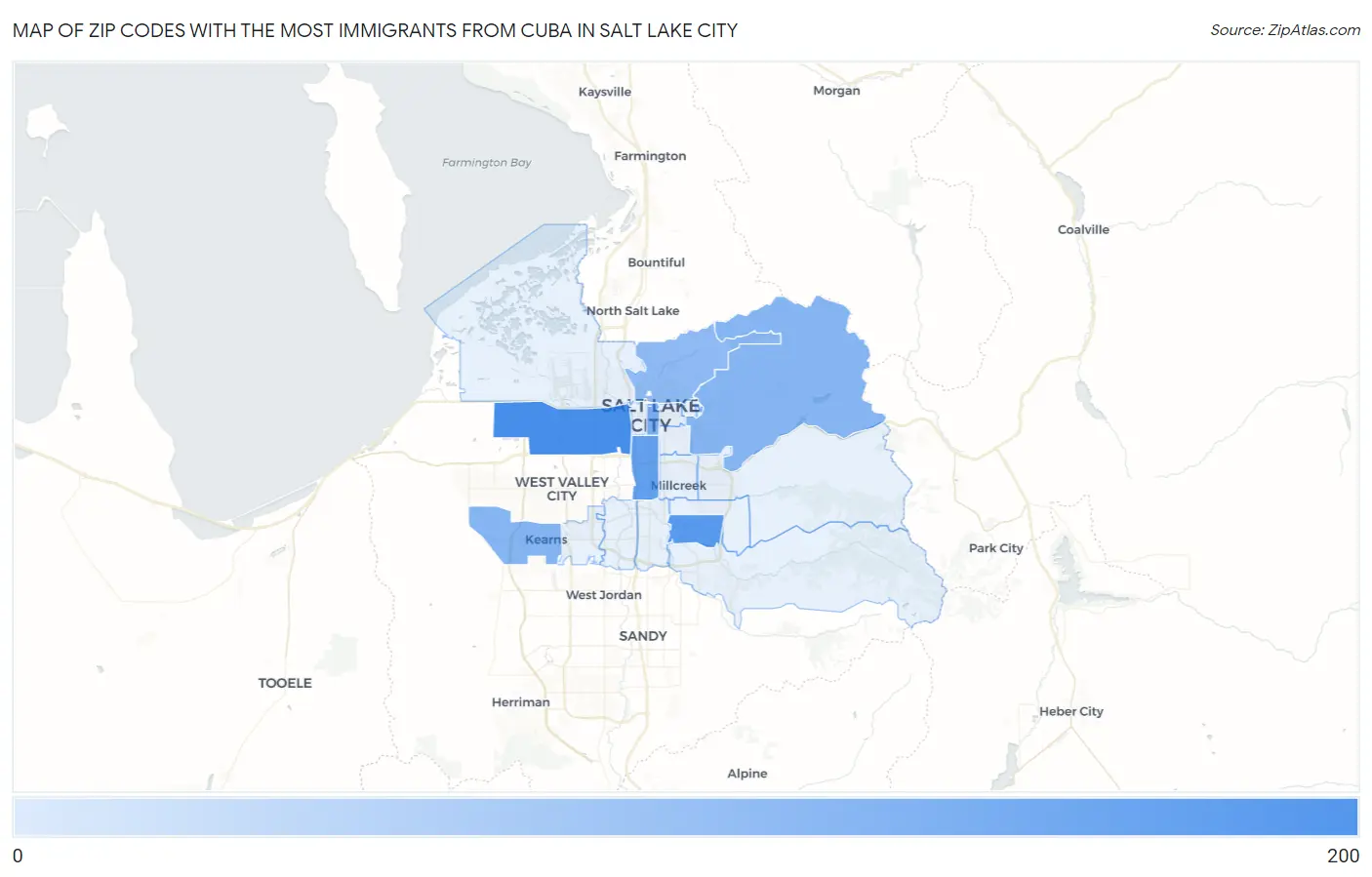Zip Codes with the Most Immigrants from Cuba in Salt Lake City Map
