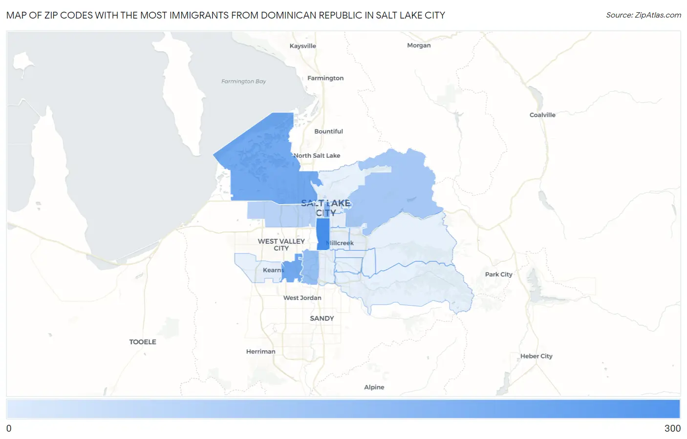 Zip Codes with the Most Immigrants from Dominican Republic in Salt Lake City Map
