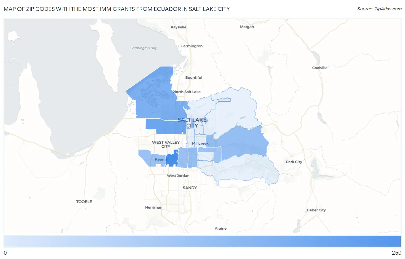 Zip Codes with the Most Immigrants from Ecuador in Salt Lake City Map