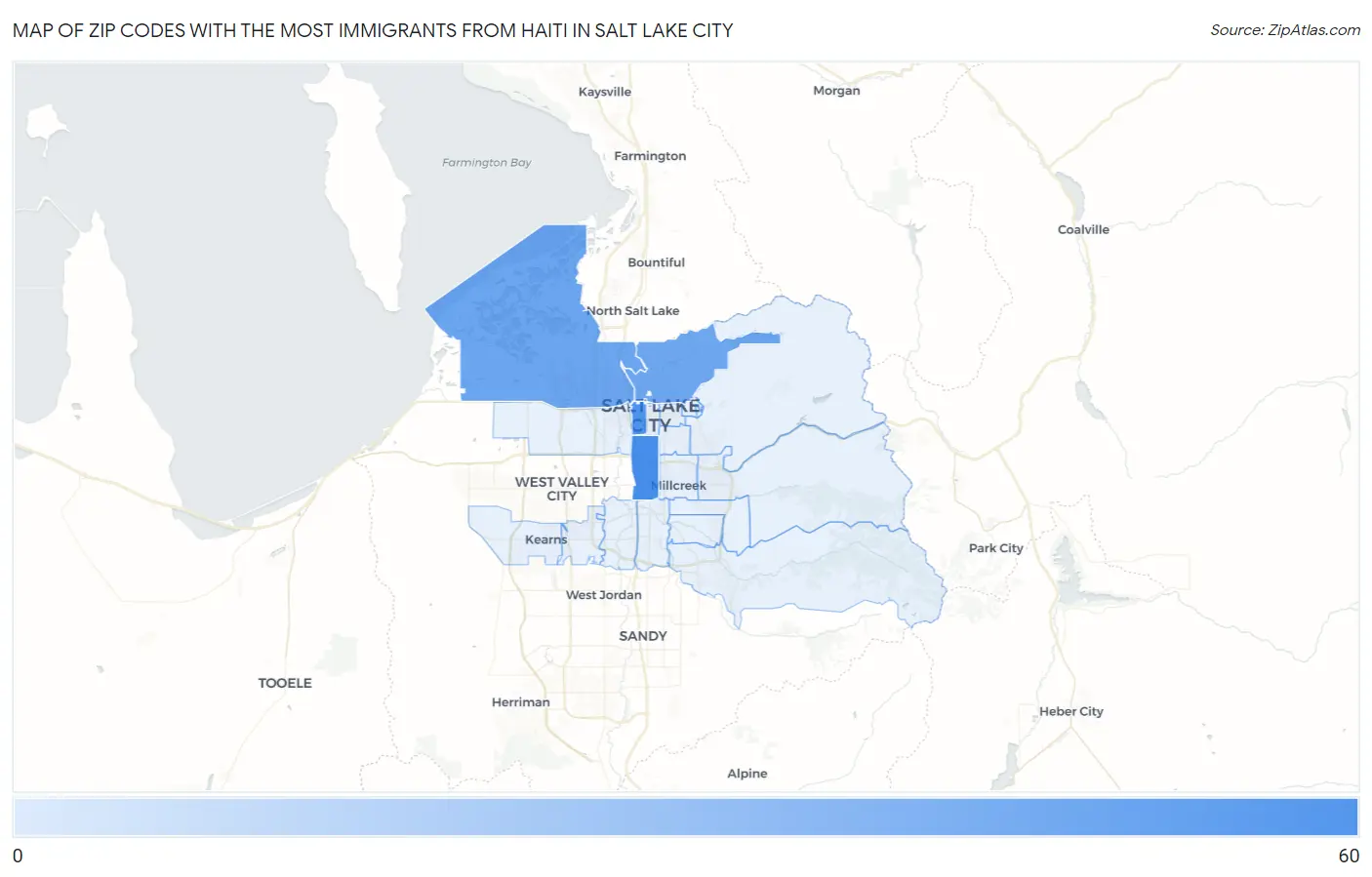Zip Codes with the Most Immigrants from Haiti in Salt Lake City Map