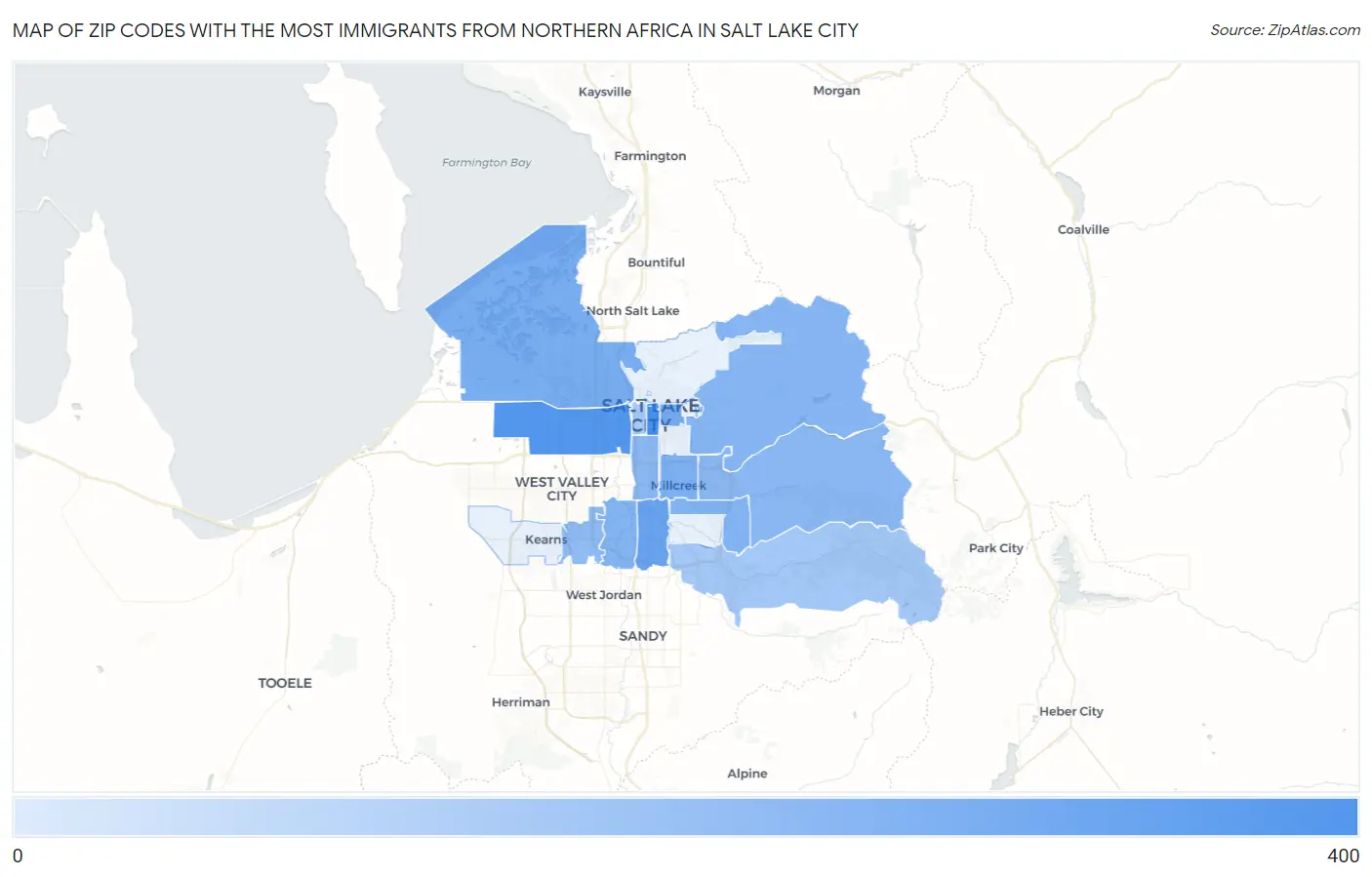 Zip Codes with the Most Immigrants from Northern Africa in Salt Lake City Map