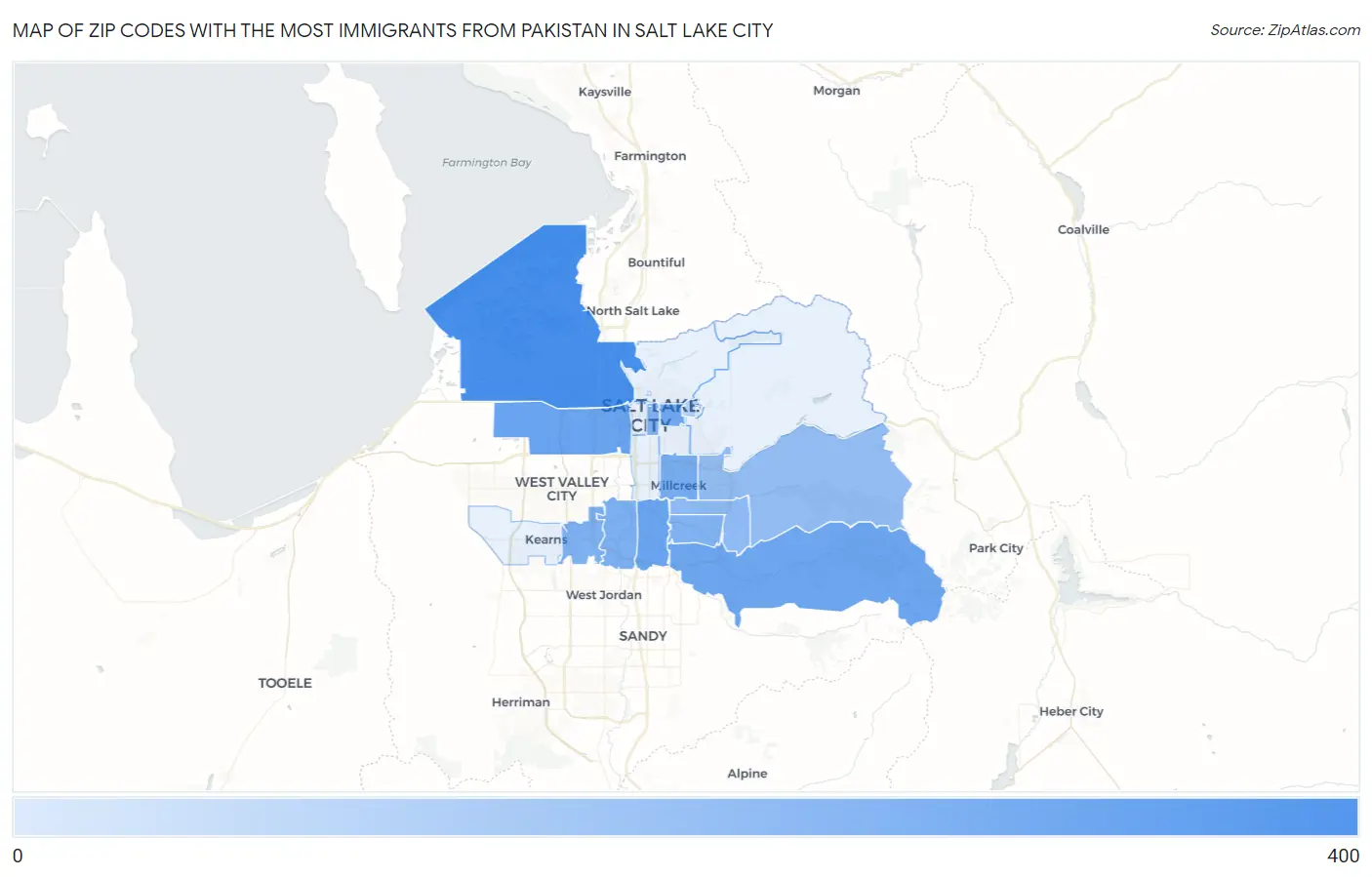 Zip Codes with the Most Immigrants from Pakistan in Salt Lake City Map