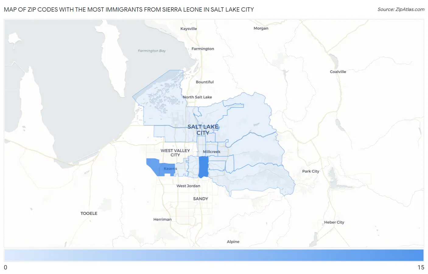 Zip Codes with the Most Immigrants from Sierra Leone in Salt Lake City Map