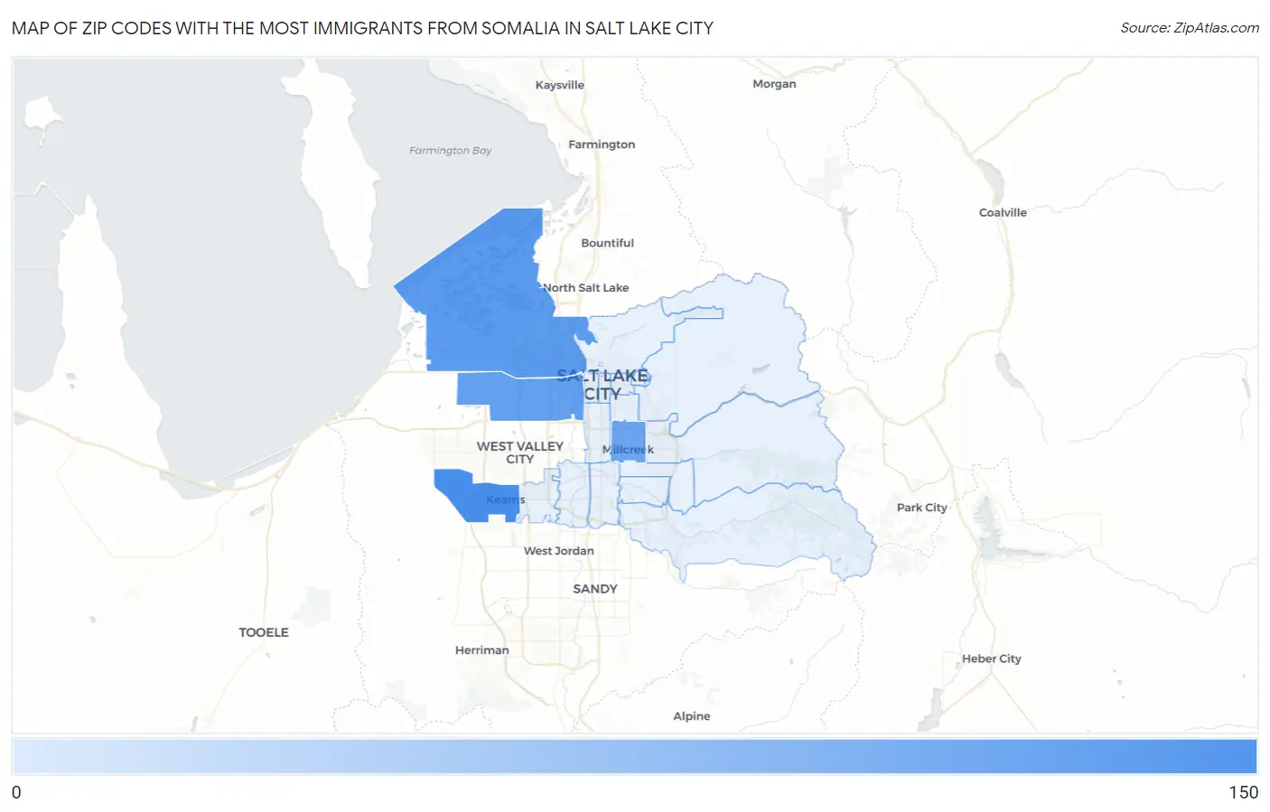 Zip Codes with the Most Immigrants from Somalia in Salt Lake City Map