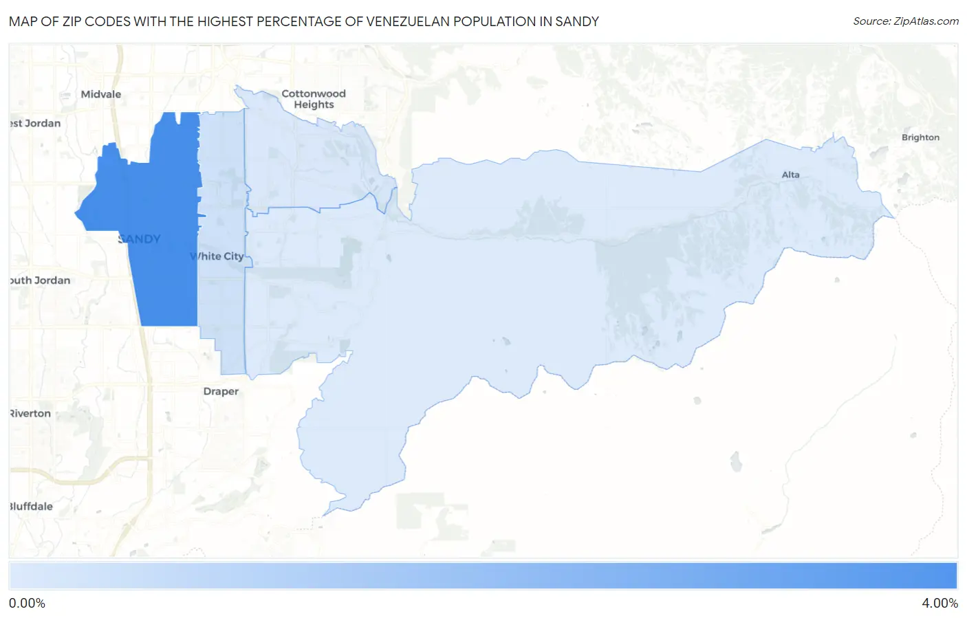 Zip Codes with the Highest Percentage of Venezuelan Population in Sandy Map