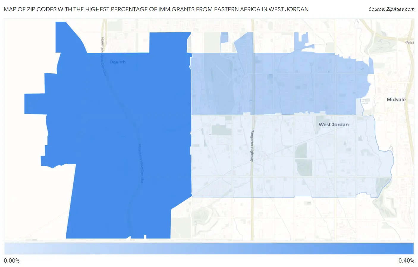 Zip Codes with the Highest Percentage of Immigrants from Eastern Africa in West Jordan Map