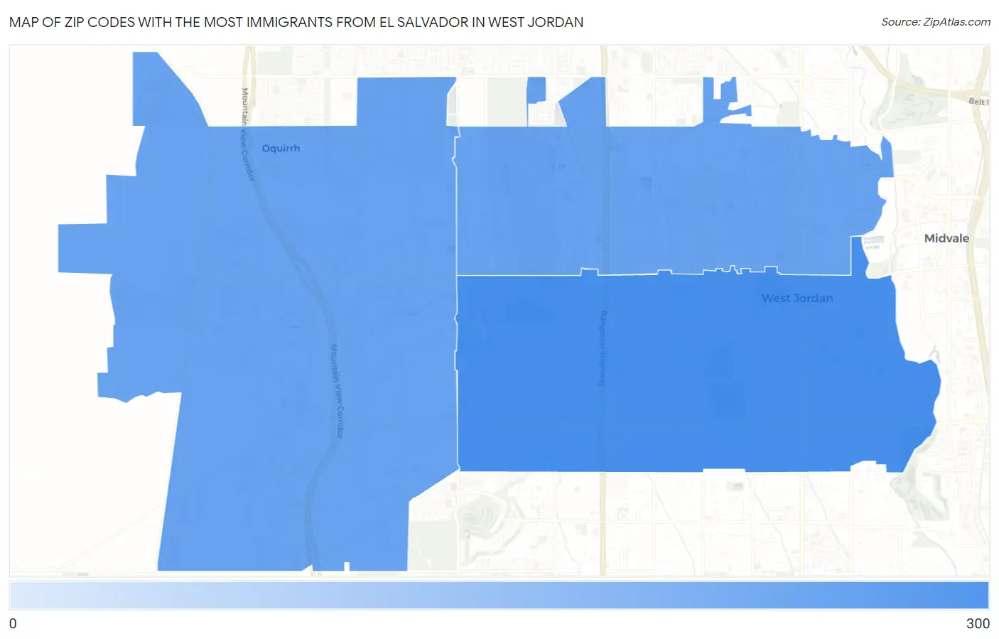 Zip Codes with the Most Immigrants from El Salvador in West Jordan Map