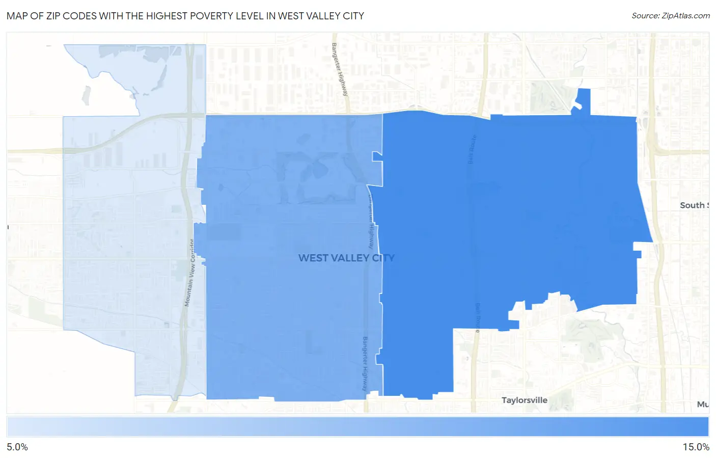 Zip Codes with the Highest Poverty Level in West Valley City Map
