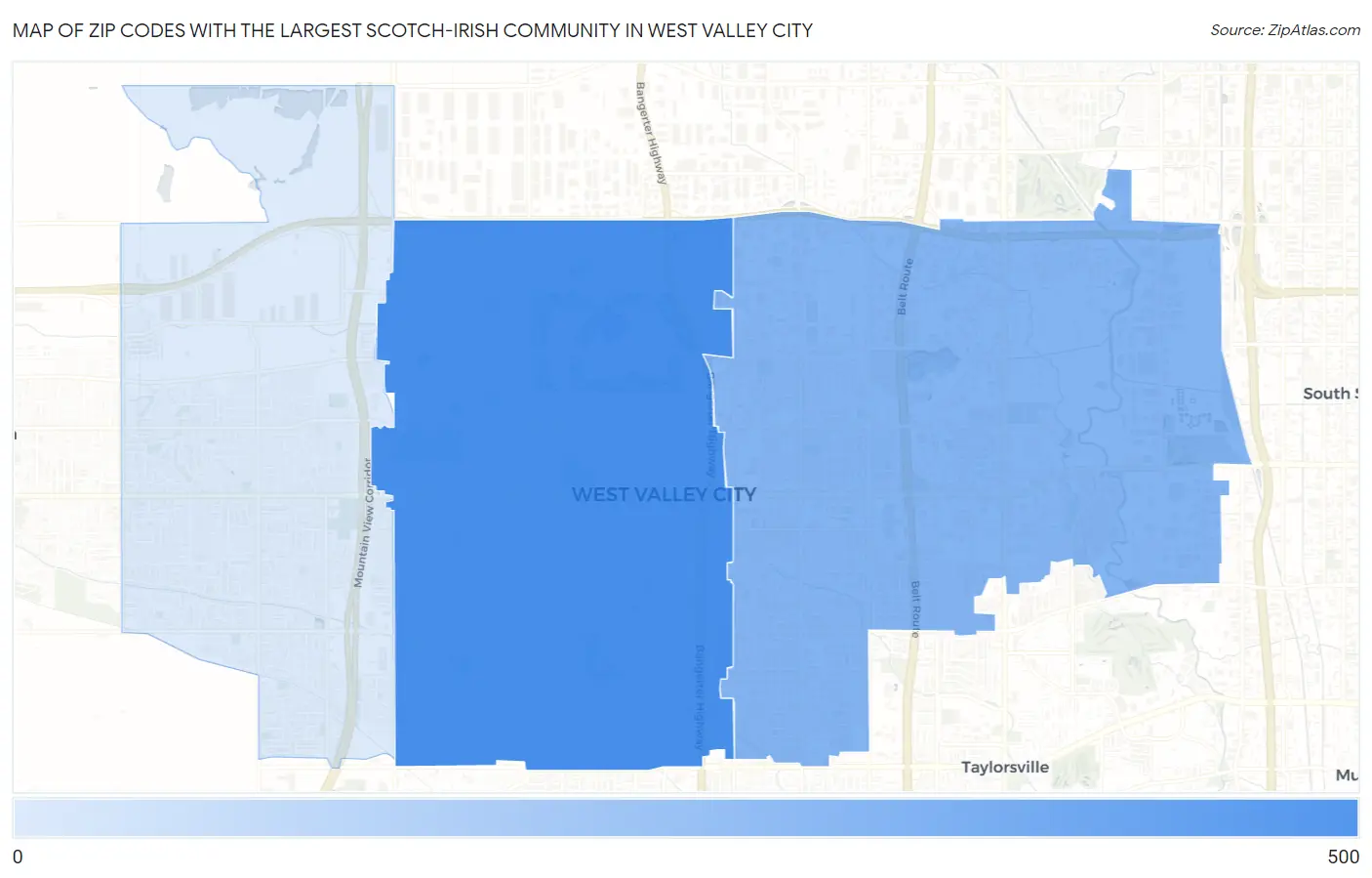 Zip Codes with the Largest Scotch-Irish Community in West Valley City Map