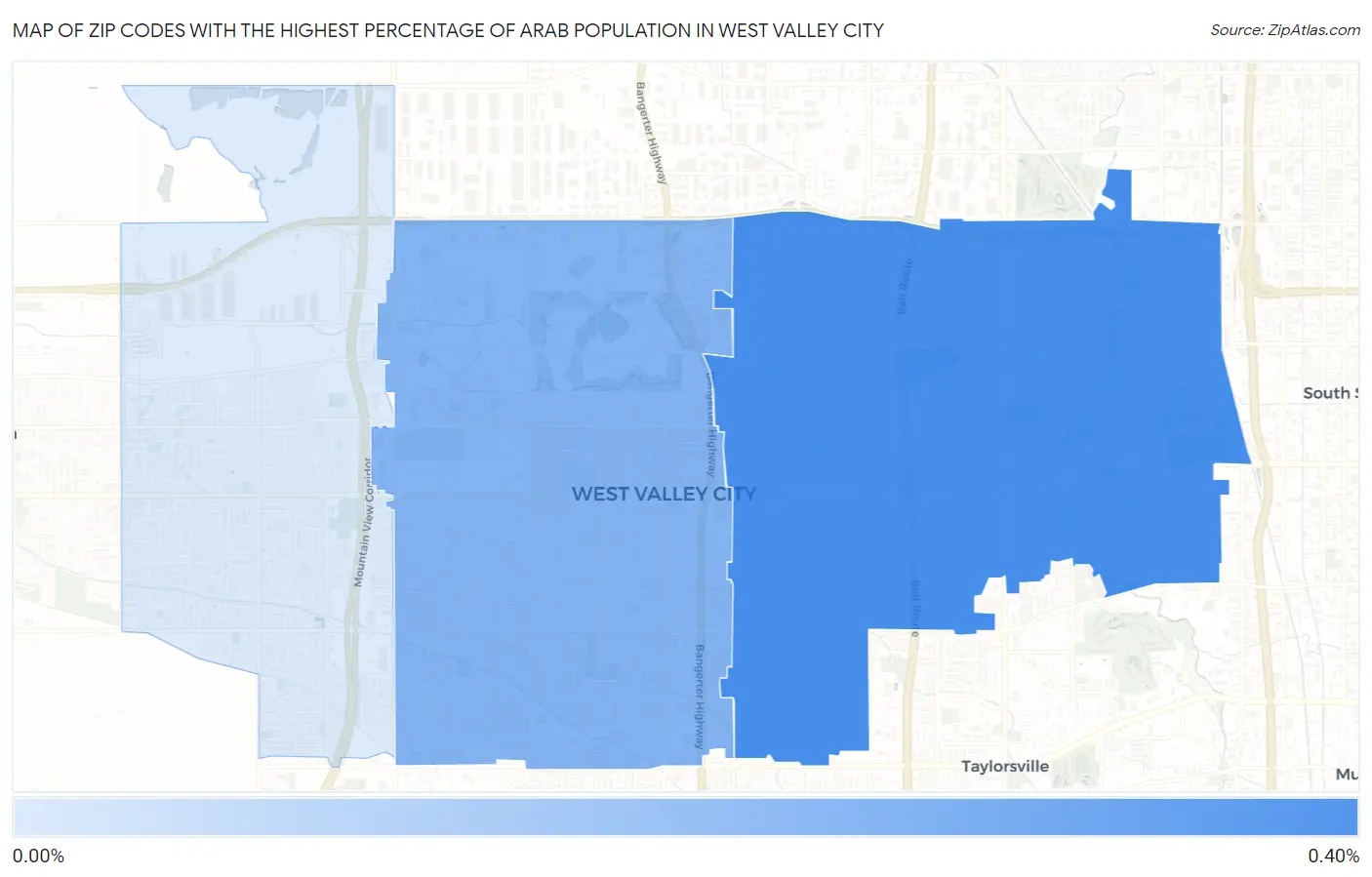 Zip Codes with the Highest Percentage of Arab Population in West Valley City Map