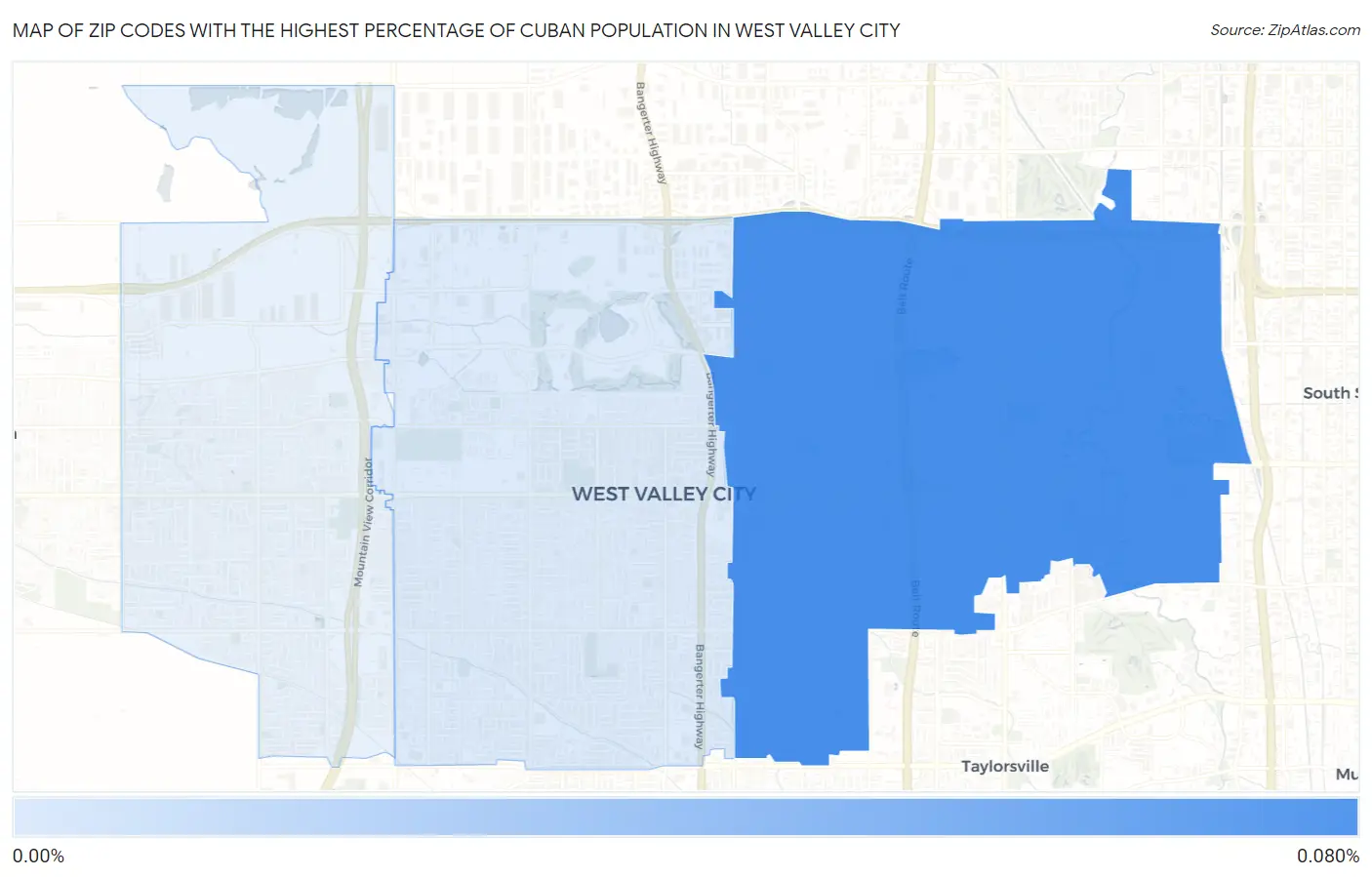 Zip Codes with the Highest Percentage of Cuban Population in West Valley City Map