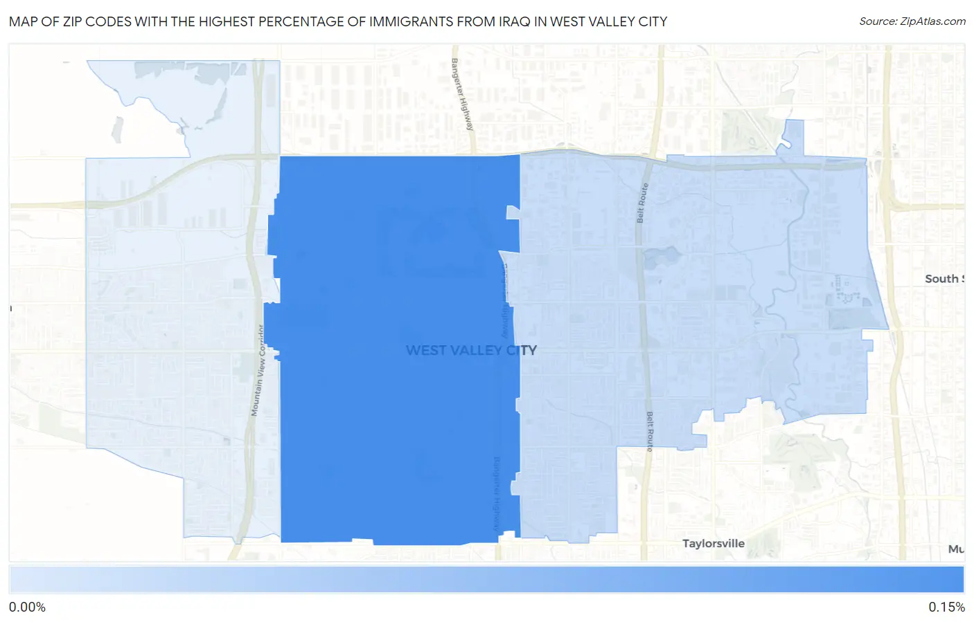 Zip Codes with the Highest Percentage of Immigrants from Iraq in West Valley City Map