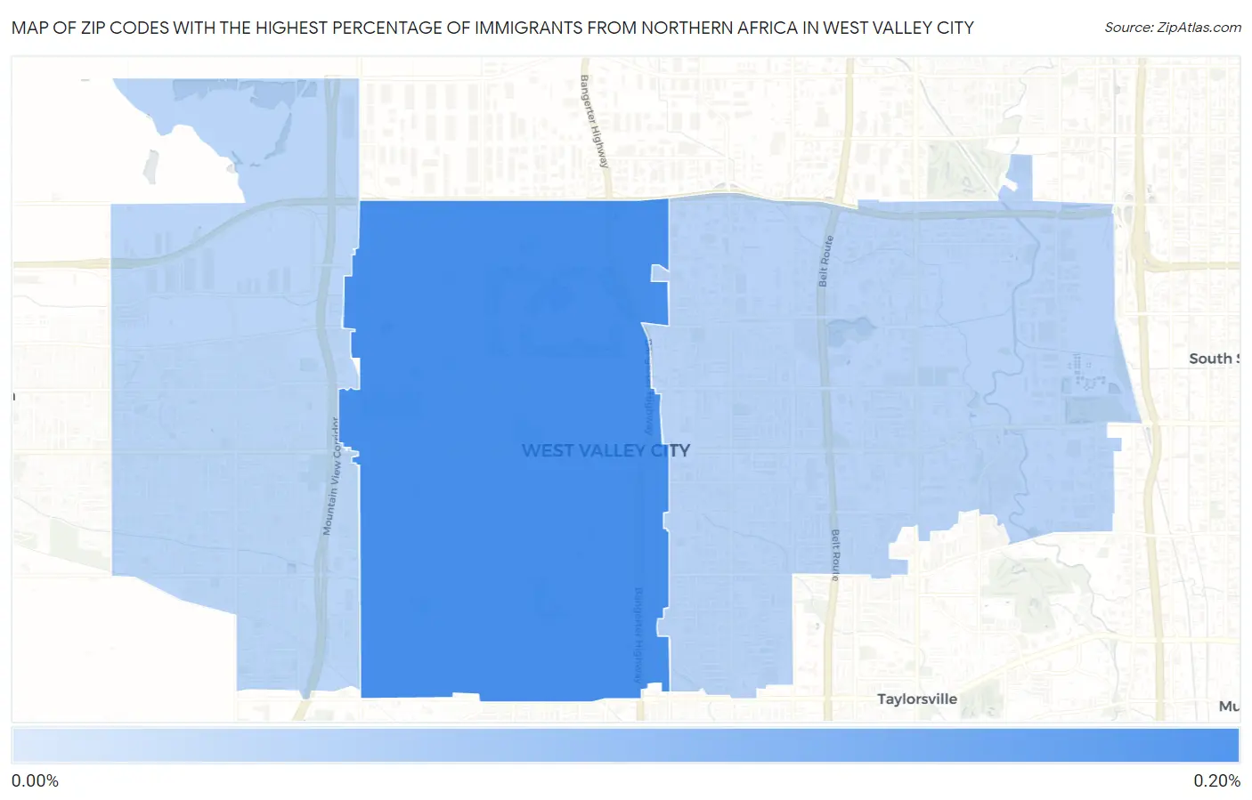 Zip Codes with the Highest Percentage of Immigrants from Northern Africa in West Valley City Map