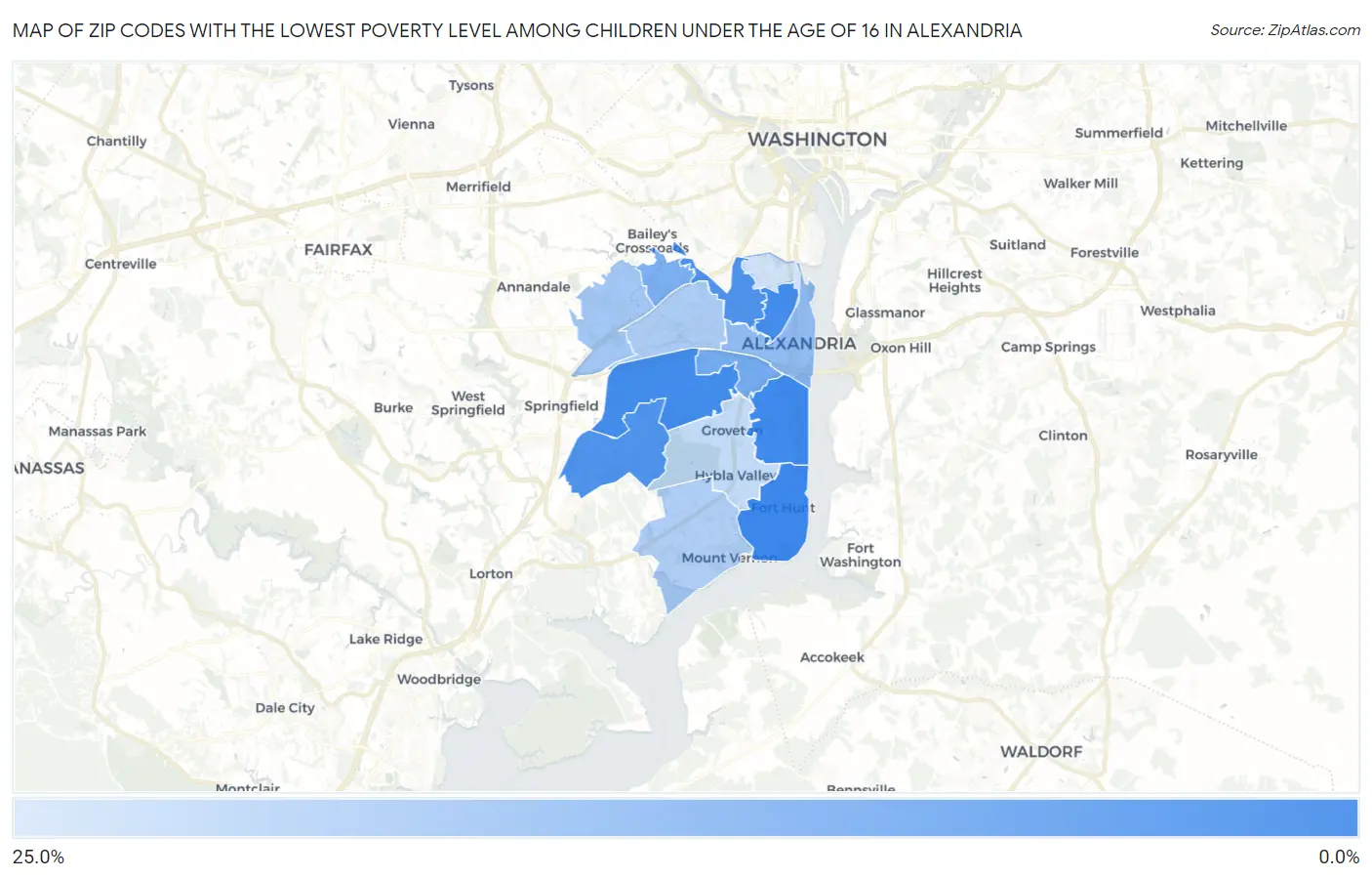 Zip Codes with the Lowest Poverty Level Among Children Under the Age of 16 in Alexandria Map
