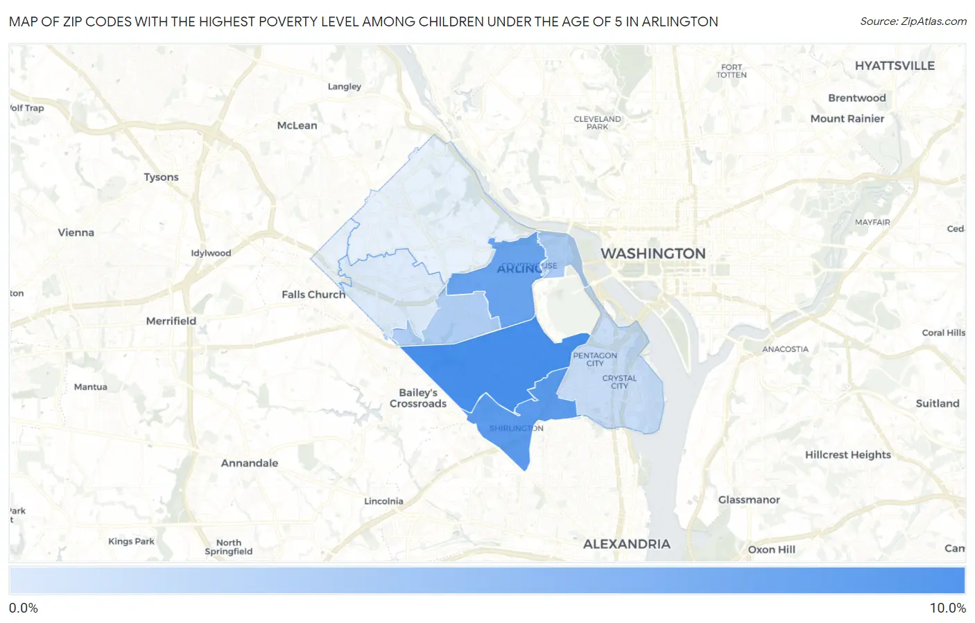 Zip Codes with the Highest Poverty Level Among Children Under the Age of 5 in Arlington Map
