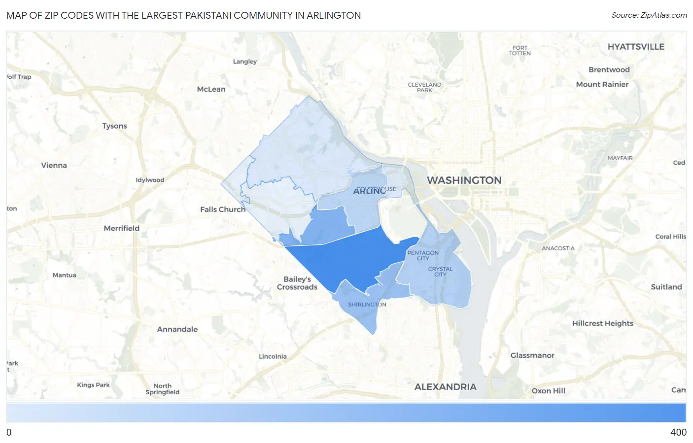 Zip Codes with the Largest Pakistani Community in Arlington Map