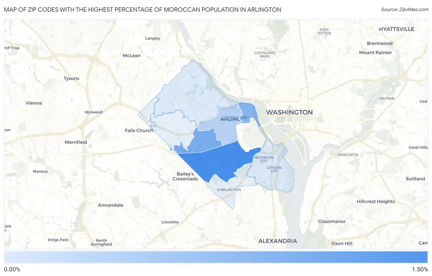 Zip Codes with the Highest Percentage of Moroccan Population in Arlington Map
