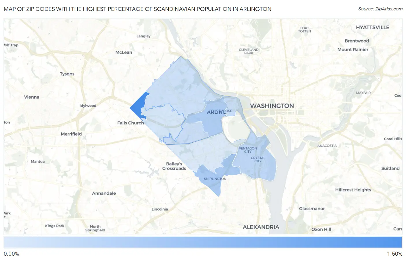 Zip Codes with the Highest Percentage of Scandinavian Population in Arlington Map