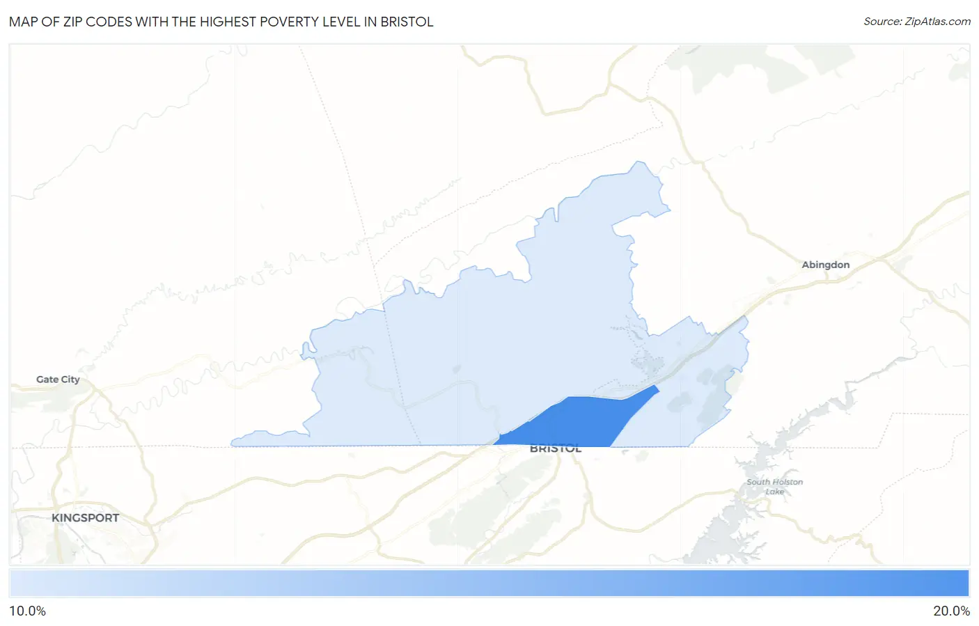 Zip Codes with the Highest Poverty Level in Bristol Map