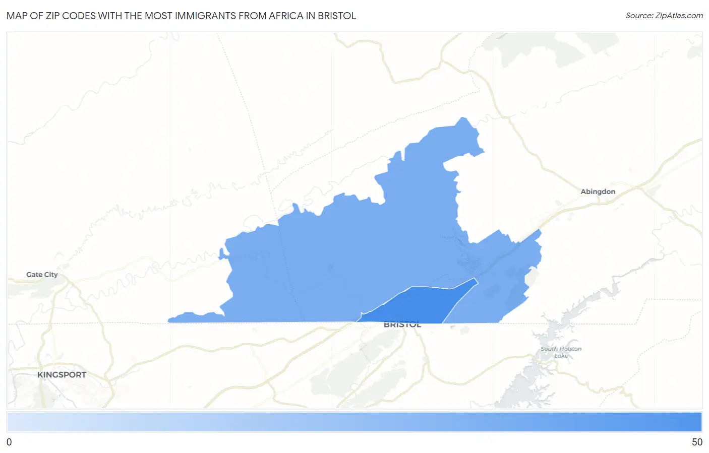 Zip Codes with the Most Immigrants from Africa in Bristol Map