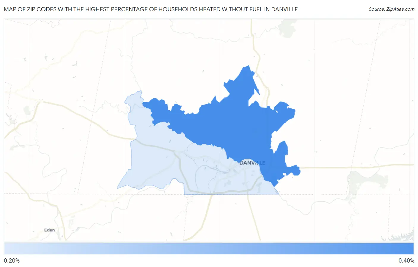 Zip Codes with the Highest Percentage of Households Heated without Fuel in Danville Map