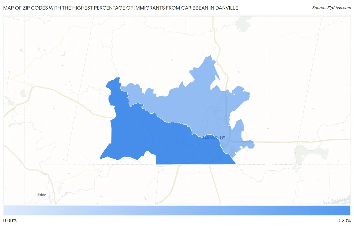 Zip Codes with the Highest Percentage of Immigrants from Caribbean in Danville Map