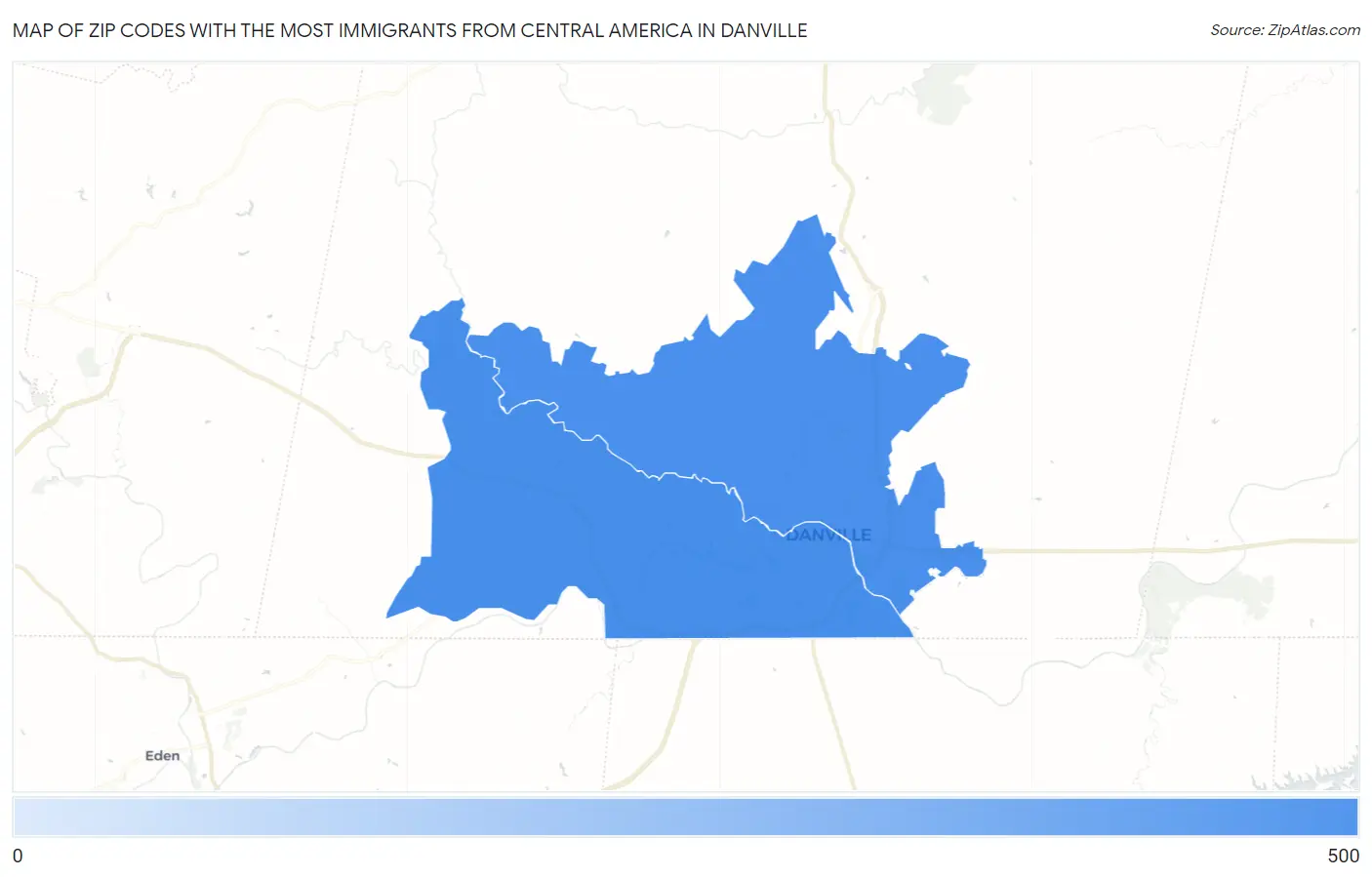 Zip Codes with the Most Immigrants from Central America in Danville Map
