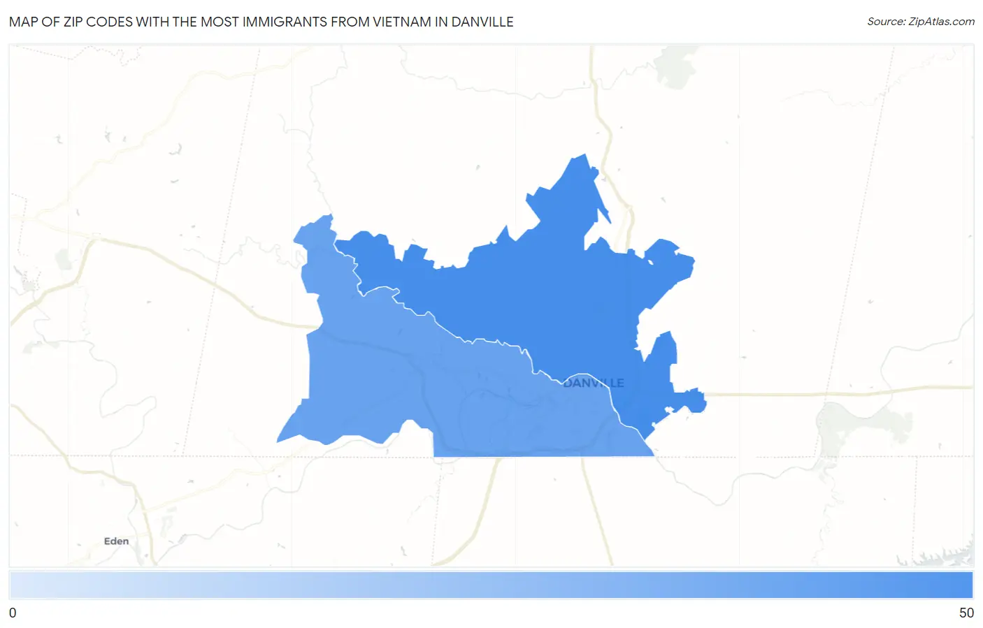 Zip Codes with the Most Immigrants from Vietnam in Danville Map