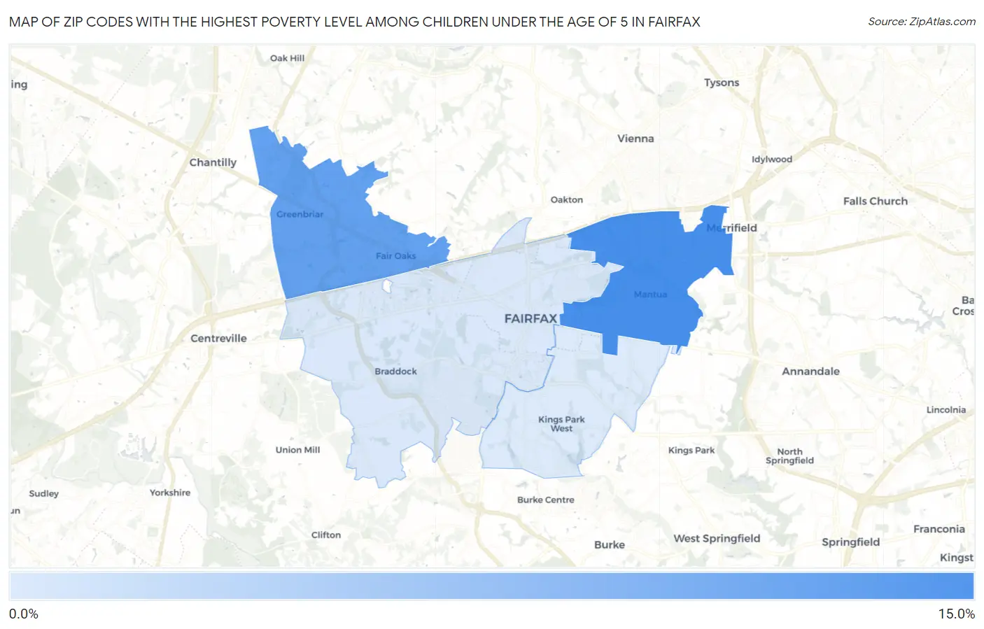 Zip Codes with the Highest Poverty Level Among Children Under the Age of 5 in Fairfax Map