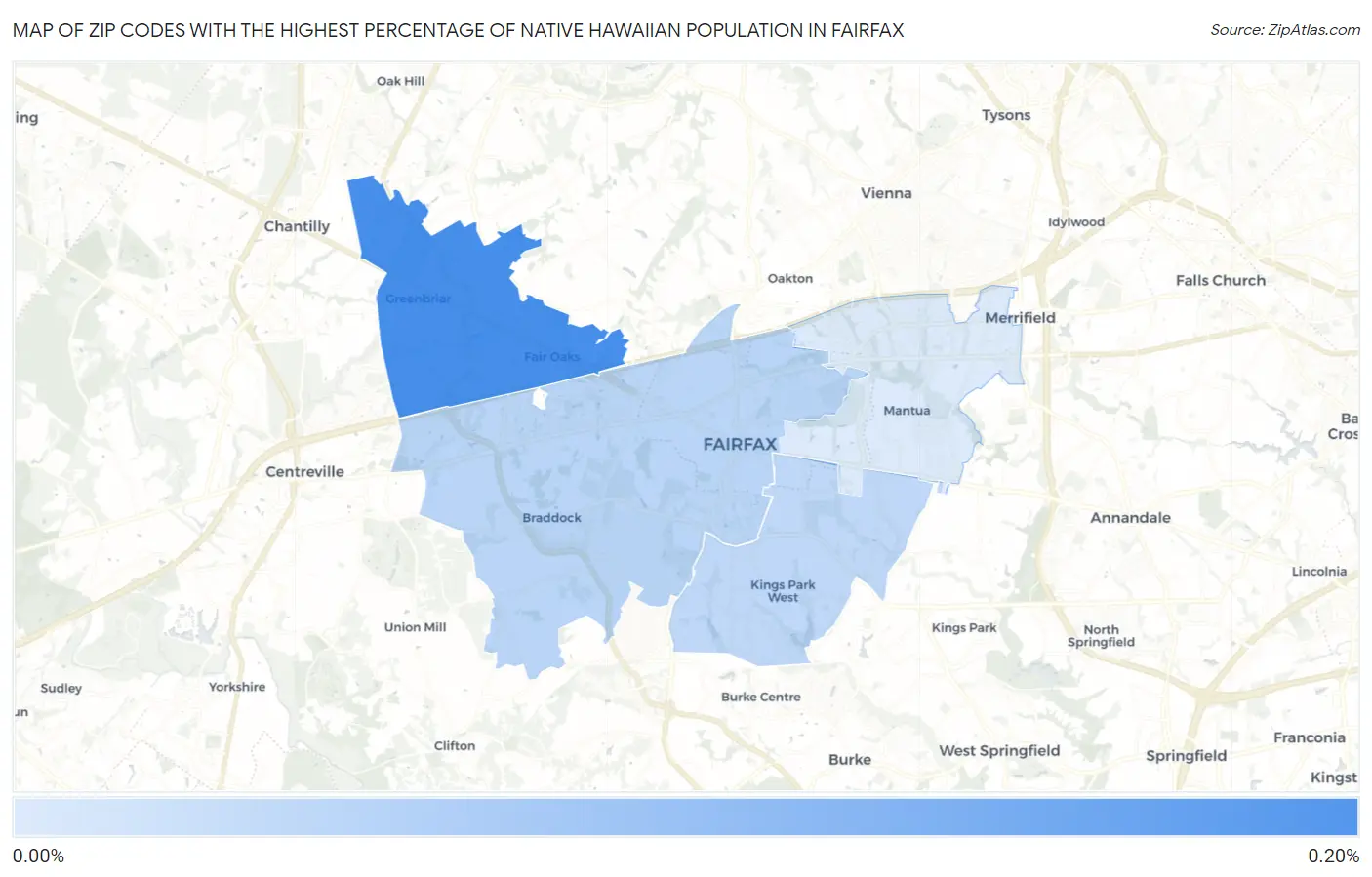 Zip Codes with the Highest Percentage of Native Hawaiian Population in Fairfax Map