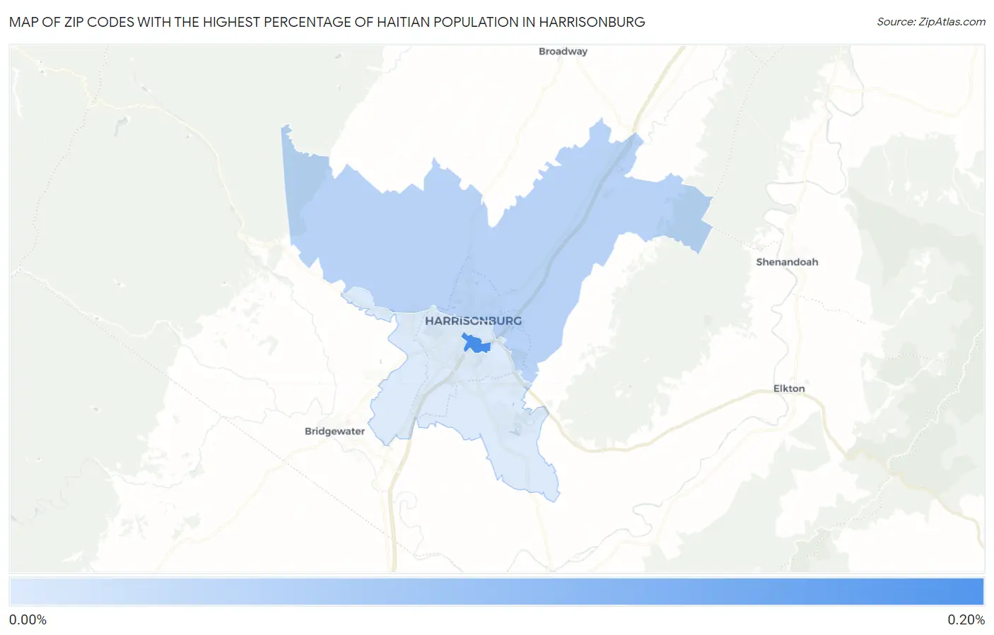 Zip Codes with the Highest Percentage of Haitian Population in Harrisonburg Map
