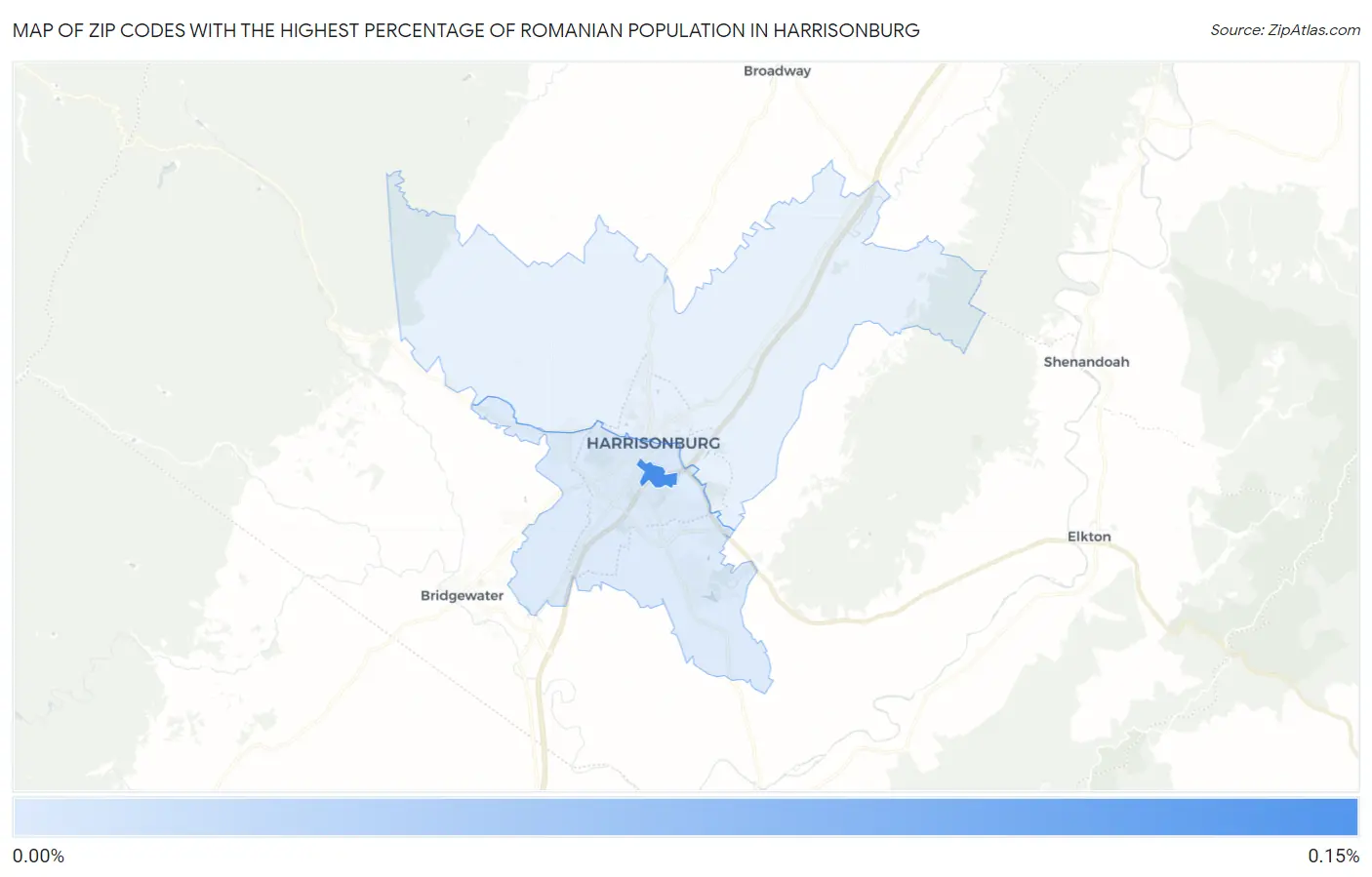 Zip Codes with the Highest Percentage of Romanian Population in Harrisonburg Map