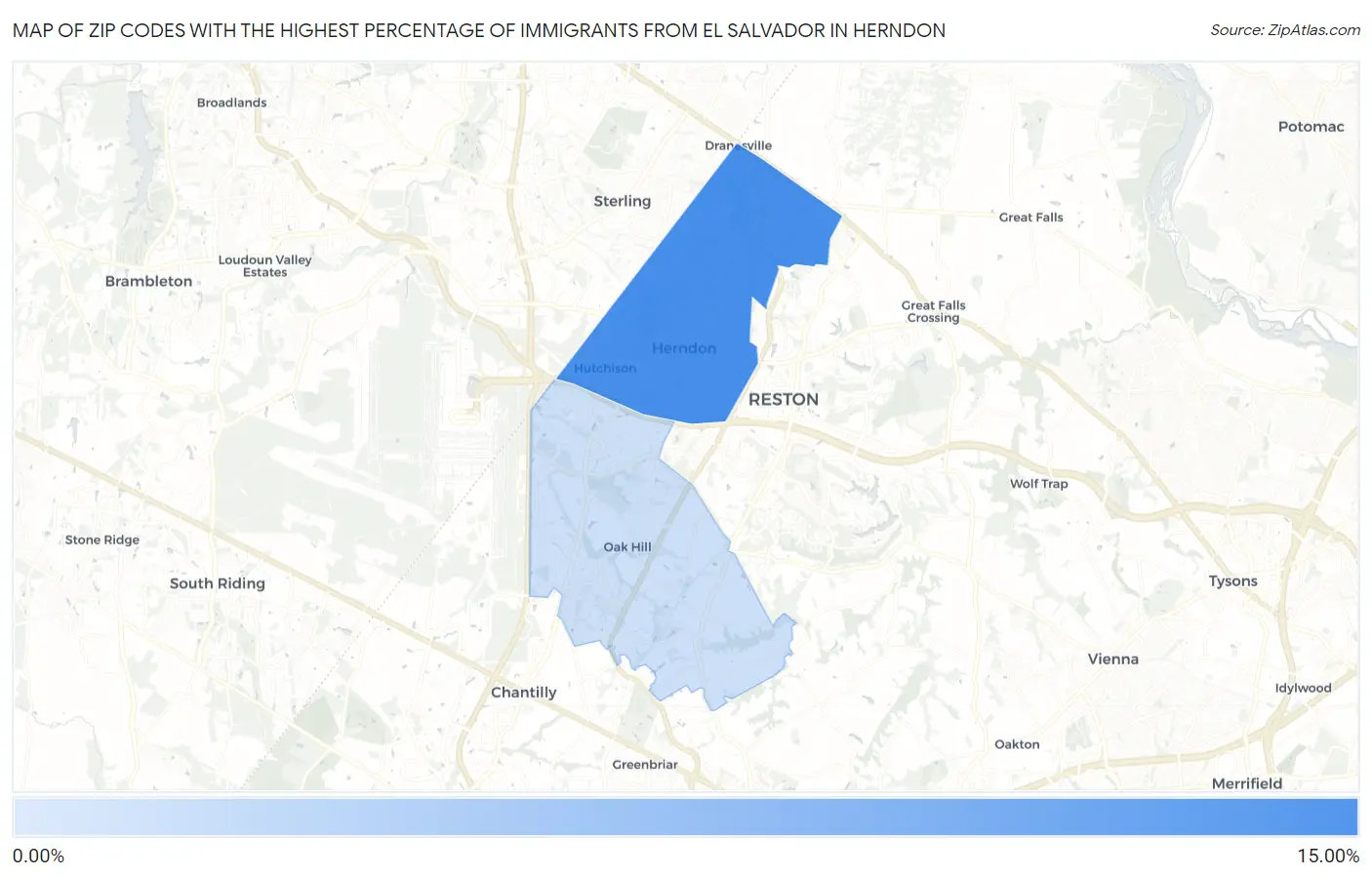 Zip Codes with the Highest Percentage of Immigrants from El Salvador in Herndon Map