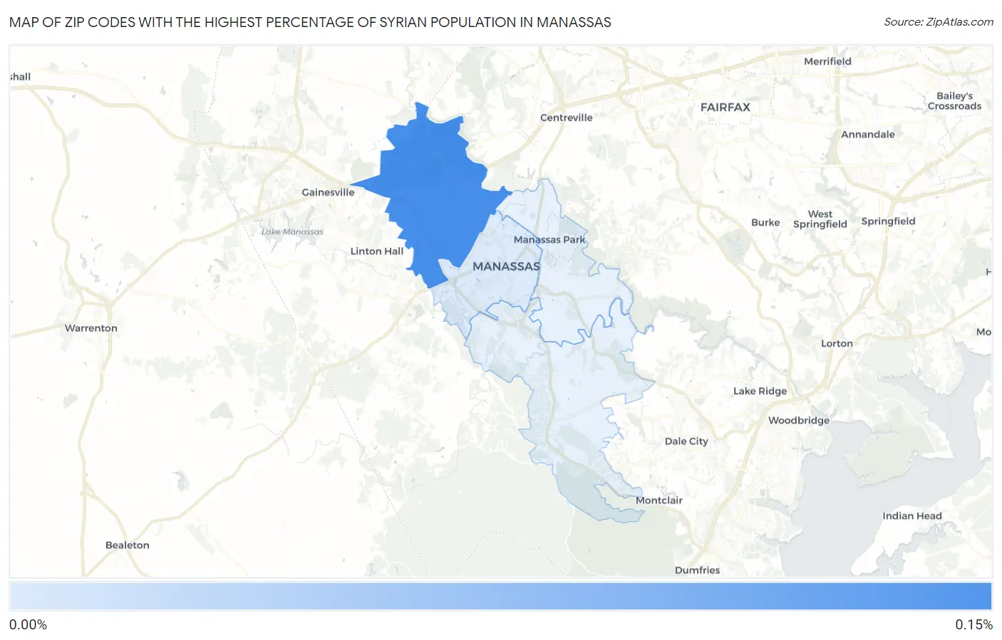 Zip Codes with the Highest Percentage of Syrian Population in Manassas Map