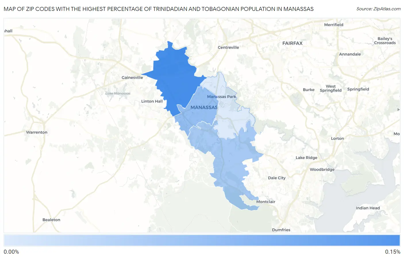 Zip Codes with the Highest Percentage of Trinidadian and Tobagonian Population in Manassas Map
