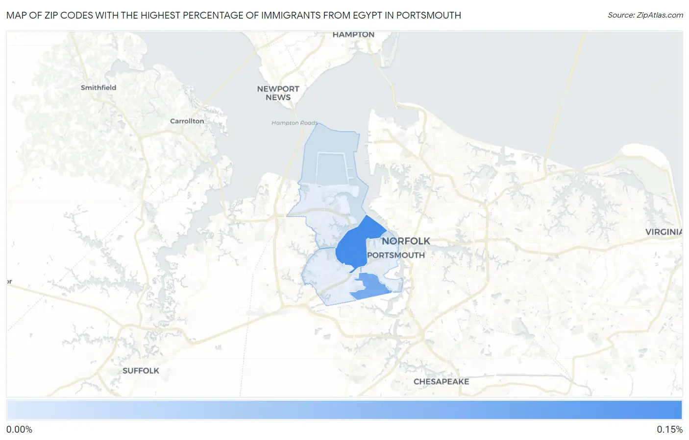 Zip Codes with the Highest Percentage of Immigrants from Egypt in Portsmouth Map