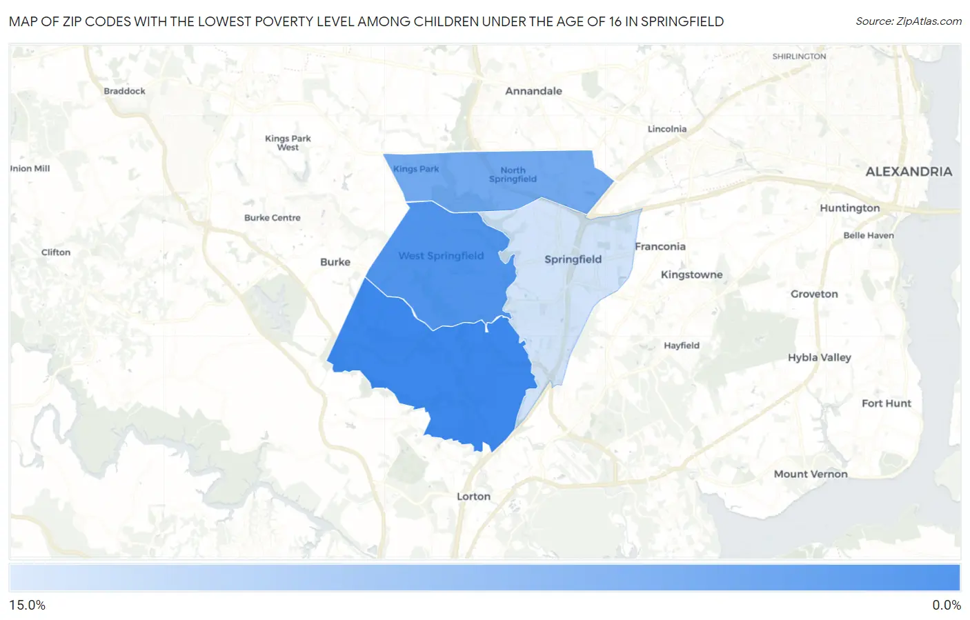 Zip Codes with the Lowest Poverty Level Among Children Under the Age of 16 in Springfield Map
