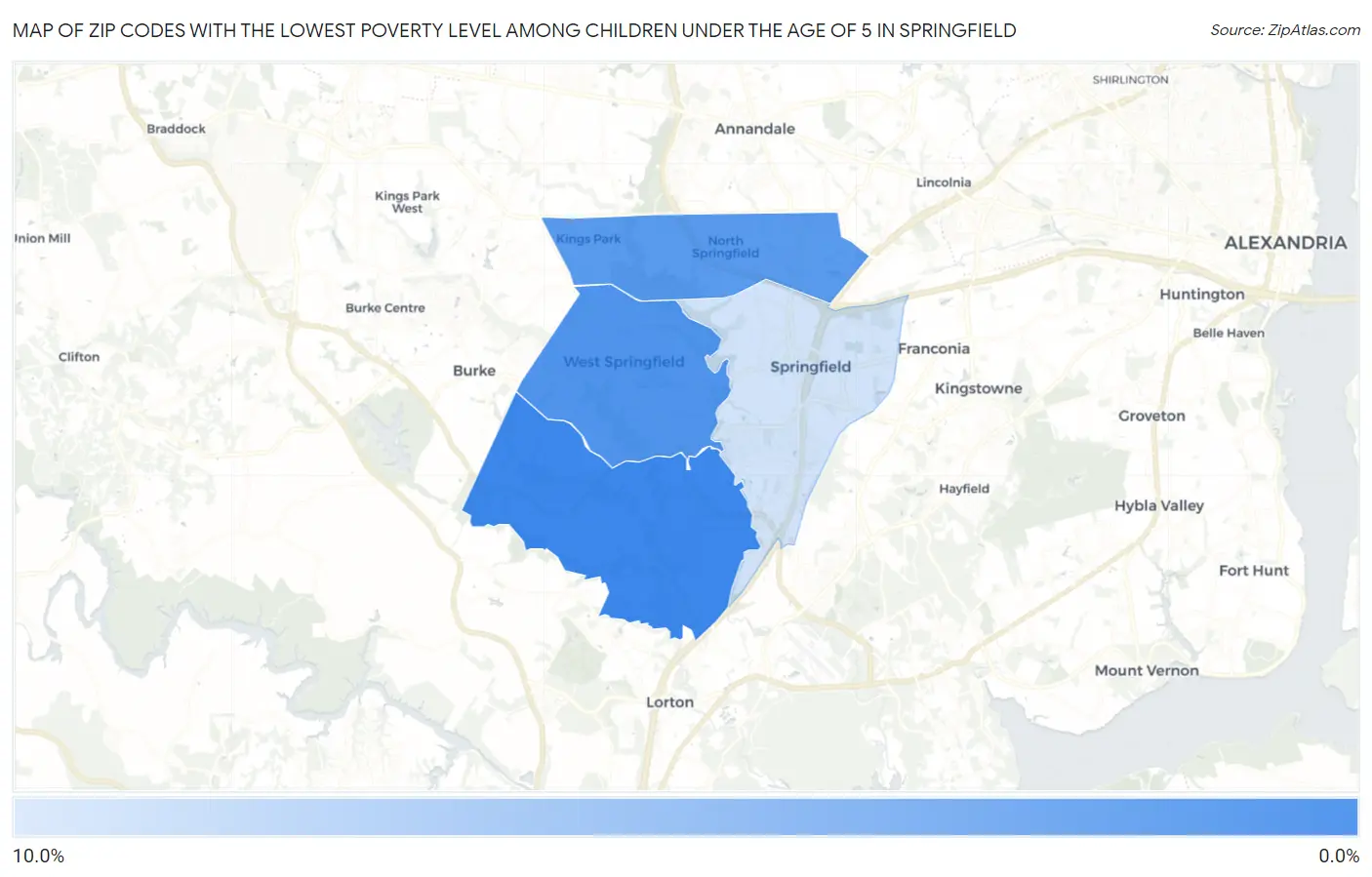 Zip Codes with the Lowest Poverty Level Among Children Under the Age of 5 in Springfield Map