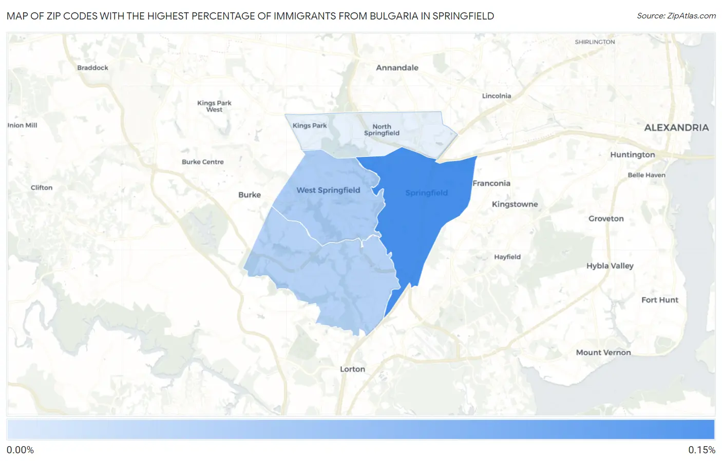 Zip Codes with the Highest Percentage of Immigrants from Bulgaria in Springfield Map