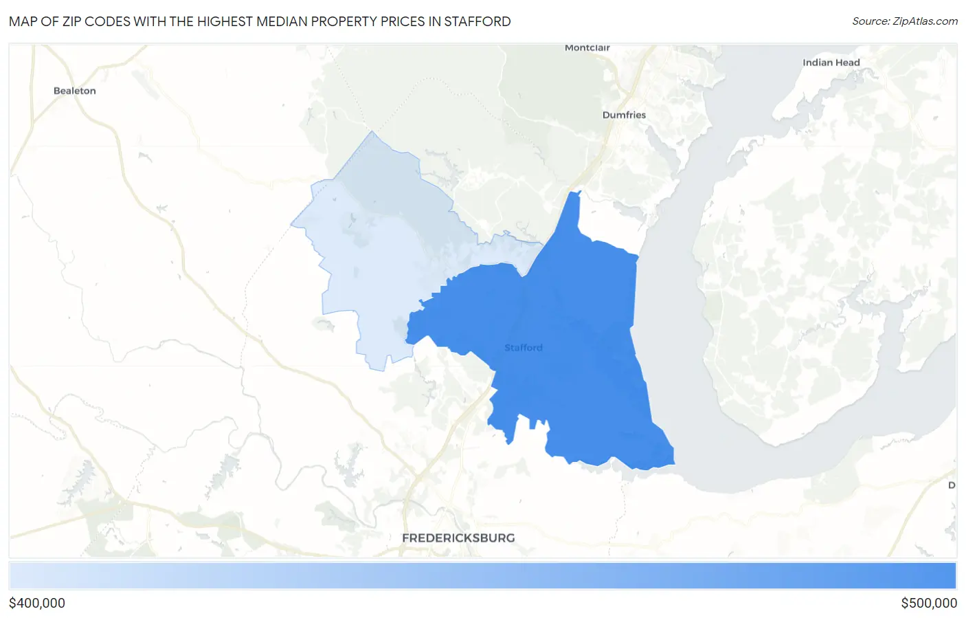 Zip Codes with the Highest Median Property Prices in Stafford Map