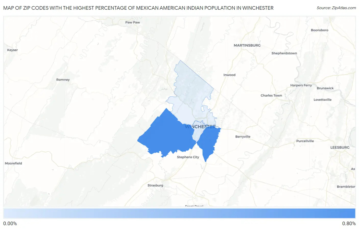 Zip Codes with the Highest Percentage of Mexican American Indian Population in Winchester Map