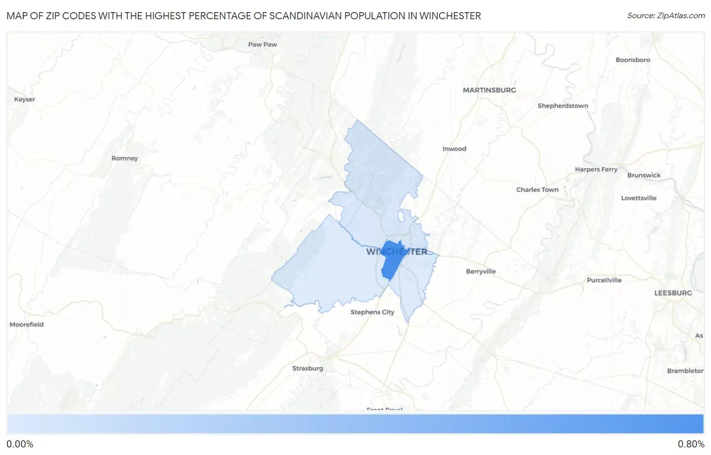Zip Codes with the Highest Percentage of Scandinavian Population in Winchester Map