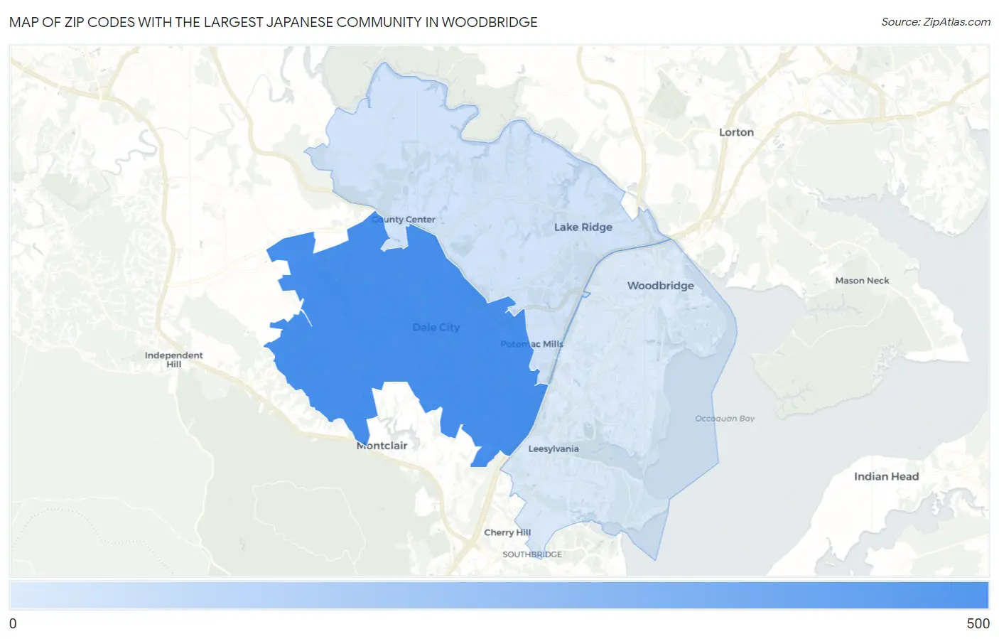 Zip Codes with the Largest Japanese Community in Woodbridge Map