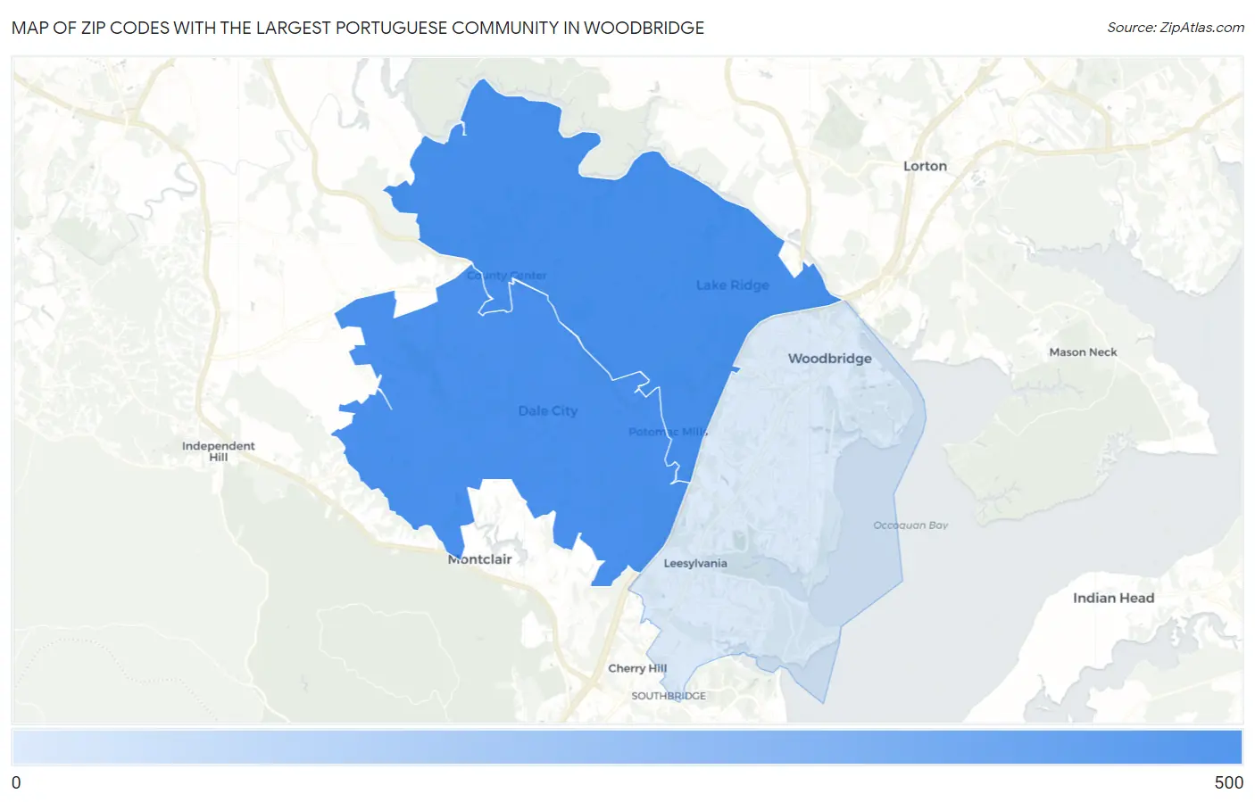 Zip Codes with the Largest Portuguese Community in Woodbridge Map